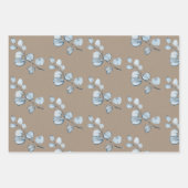 Rustic Kraft Paper Blue Eucalyptus Sprigs Geschenkpapier Set (Vorderseite)