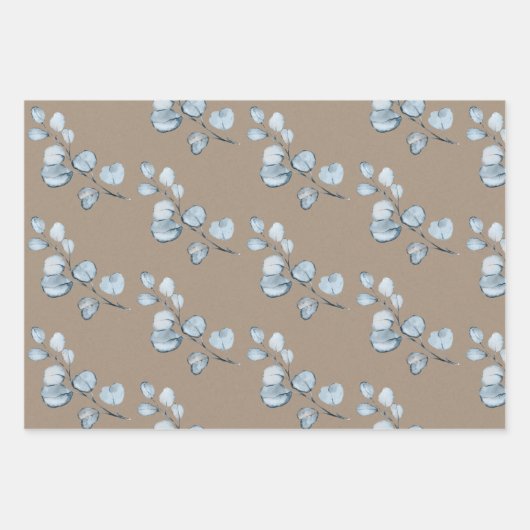 Rustic Kraft Paper Blue Eucalyptus Sprigs Geschenkpapier Set (Vorderseite)