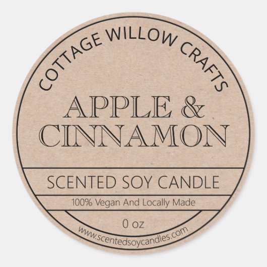 Rustic Kraft Paper Brown Soy Candle Labels Runder Aufkleber (Vorderseite)