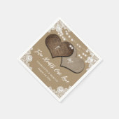 Rustic Kraft Paper Burlap Lace Monogram Wedding Serviette (Ecke)