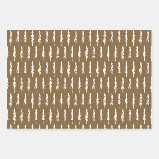 Rustic Kraft Paper Christmas Tree Muster Geschenk Geschenkpapier Set (Vorderseite 3)