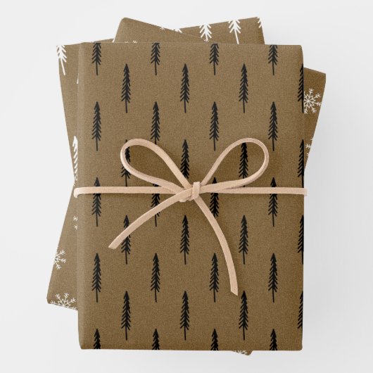 Rustic Kraft Paper Christmas Tree Muster Geschenk Geschenkpapier Set (Beispiel)