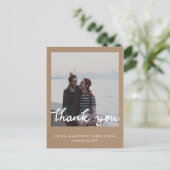 Rustic Kraft Paper Danke Handgeschriebenes Foto Postkarte (Stehend Vorderseite)