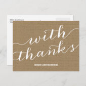 Rustic Kraft Paper Danke Postkarte (Vorne/Hinten)