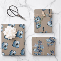 Rustic Kraft Paper Dusty Blue Blume Petals
