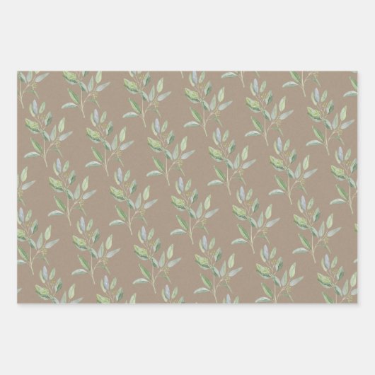 Rustic Kraft Paper Eucalyptus Sprigs Geschenkpapier Set (Vorderseite 3)