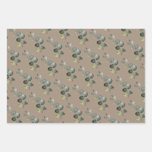 Rustic Kraft Paper Eucalyptus Sprigs Geschenkpapier Set (Vorderseite 2)