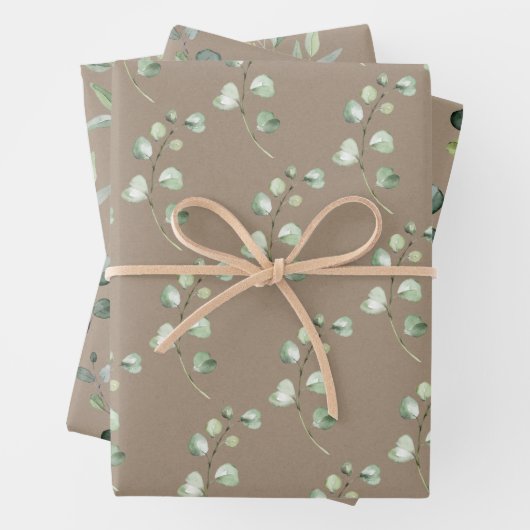 Rustic Kraft Paper Eucalyptus Sprigs Geschenkpapier Set (Beispiel)