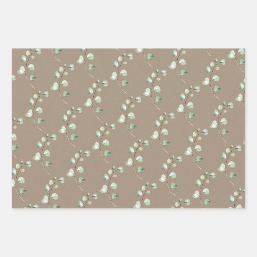 Rustic Kraft Paper Eucalyptus Sprigs Geschenkpapier Set (Vorderseite)