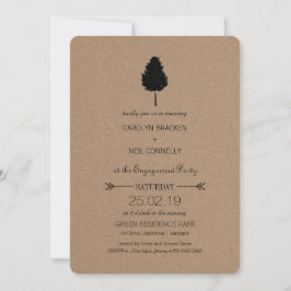 Rustic Kraft Paper Forest Tree Engagement Party Einladung