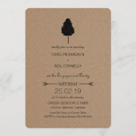 Rustic Kraft Paper Forest Tree Engagement Party Einladung