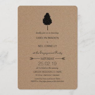Rustic Kraft Paper Forest Tree Engagement Party Einladung