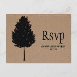 Rustic Kraft Paper Forest Tree Wedding RSVP Einladungspostkarte