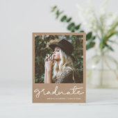 Rustic Kraft Paper Graduation Party Save the Date Postkarte (Stehend Vorderseite)