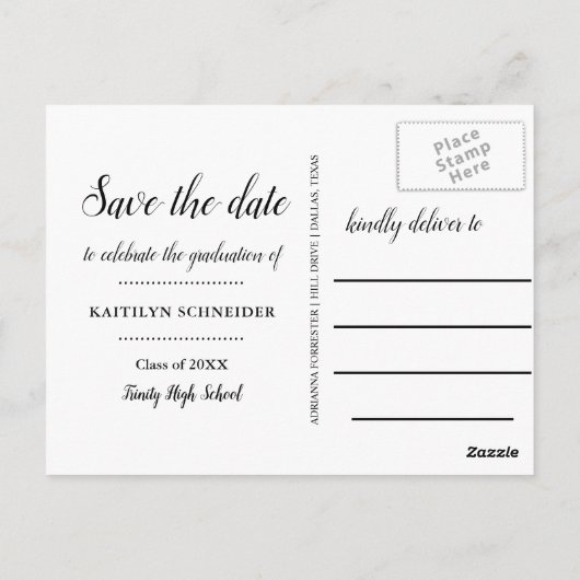 Rustic Kraft Paper Graduation Party Save the Date Postkarte (Rückseite)