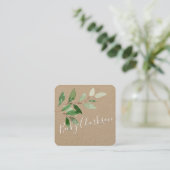 Rustic Kraft Paper Greenery Weiße Schrift Quadratische Visitenkarte (Stehend Vorderseite)