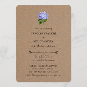 Rustic Kraft Paper Hydrangege Probe Dinner Einladung