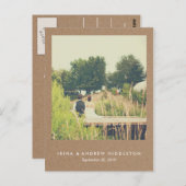 Rustic Kraft Paper Liebe und dank Script Foto Postkarte (Vorne/Hinten)
