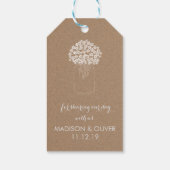 Rustic Kraft Paper Mason Jar Floral Wedding Geschenkanhänger (Rückseite)