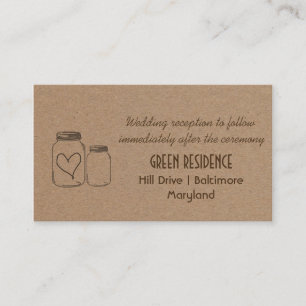 Rustic Kraft Paper Mason Jar Heart Wedding Beilage Begleitkarte
