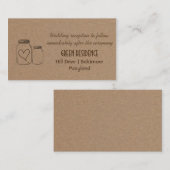 Rustic Kraft Paper Mason Jar Heart Wedding Beilage Begleitkarte (Vorne/Hinten)