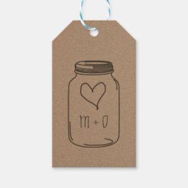 Rustic Kraft Paper Mason Jar Heart Wedding Geschenkanhänger