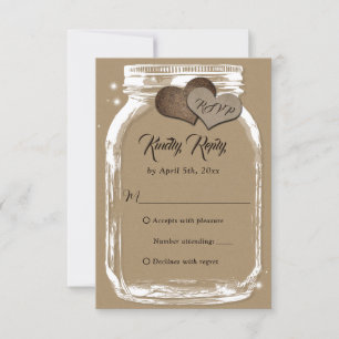 Rustic Kraft Paper Mason Jar Wedding RSVP Karte