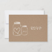 Rustic Kraft Paper Masonjar Heart Wedding RSVP (Rückseite)