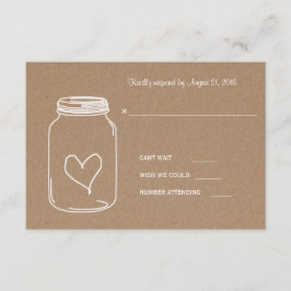 Rustic Kraft Paper Masonjar Heart Wedding RSVP