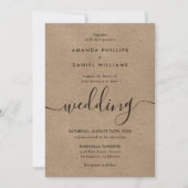 Rustic Kraft Paper Moderne SkriptWedding Einladung (Vorderseite)