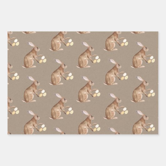 Rustic Kraft Paper Oaster Bunny Egg Hunt Geschenkpapier Set (Vorderseite)