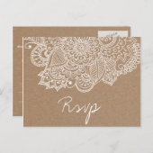 Rustic Kraft Paper Paisley Wedding SVP Einladungspostkarte (Vorne/Hinten)