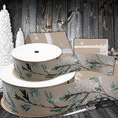 Rustic Kraft Paper Silver Blue Juniper Tree Branch Ripsband