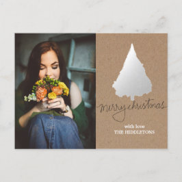 Rustic Kraft Paper Silver Christmas Tree Foto Feiertagspostkarte