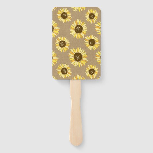 Rustic Kraft Paper Sonnenblumen auf Mason Jar Wedd Fächer (Rückseite)