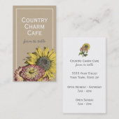 Rustic Kraft Paper Sunflower Business Card Visitenkarte (Vorne/Hinten)