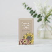Rustic Kraft Paper Sunflower Business Card Visitenkarte (Stehend Vorderseite)