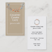 Rustic Kraft Paper Watercolor Blätter Berries Visitenkarte (Vorne/Hinten)