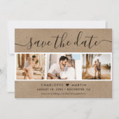 Rustic Kraft Paper Wedding 4 Foto Save The Date (Vorderseite)