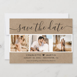 Rustic Kraft Paper Wedding 4 Foto Save The Date