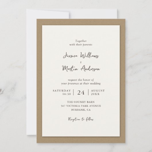 Rustic Kraft Paper Wedding Einladungen (Vorderseite)