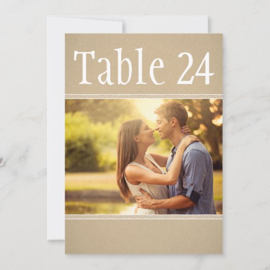 Rustic Kraft Paper Wedding Foto Tischnummer (Rückseite)