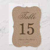 Rustic Kraft Paper Wedding Tischnummer (Vorderseite)
