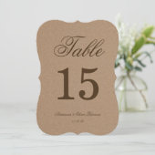 Rustic Kraft Paper Wedding Tischnummer (Stehend Vorderseite)