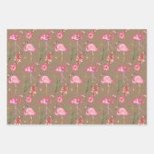 Rustic Kraft Pink Flamingo Weihnachtsfeiertag Geschenkpapier Set (Vorderseite 3)