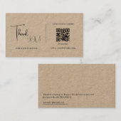Rustic Kraft QR Code Danke Kartendiskontcode Visitenkarte (Vorne/Hinten)