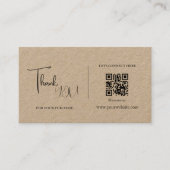 Rustic Kraft QR Code Danke Kartendiskontcode Visitenkarte (Vorderseite)