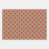 Rustic Kraft Red Gold Silver Stars Weihnachten Geschenkpapier Set (Vorderseite)