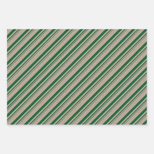 Rustic Kraft Red Green Candy Stripes Geschenkpapier Set (Vorderseite 2)