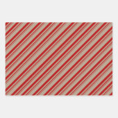 Rustic Kraft Red Green Candy Stripes Geschenkpapier Set (Vorderseite)
